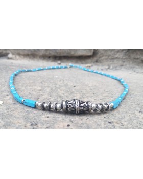Alphabey's Silver Oxidise Resin Necklace For Women